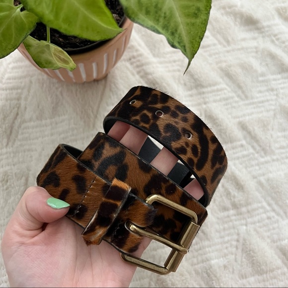 J. Crew Collection Leopard Print Calf Hair Leather Belt